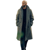 Men's Fall Winter Woolen Plaid Double-Breasted Cotton Padded Thickened Coat